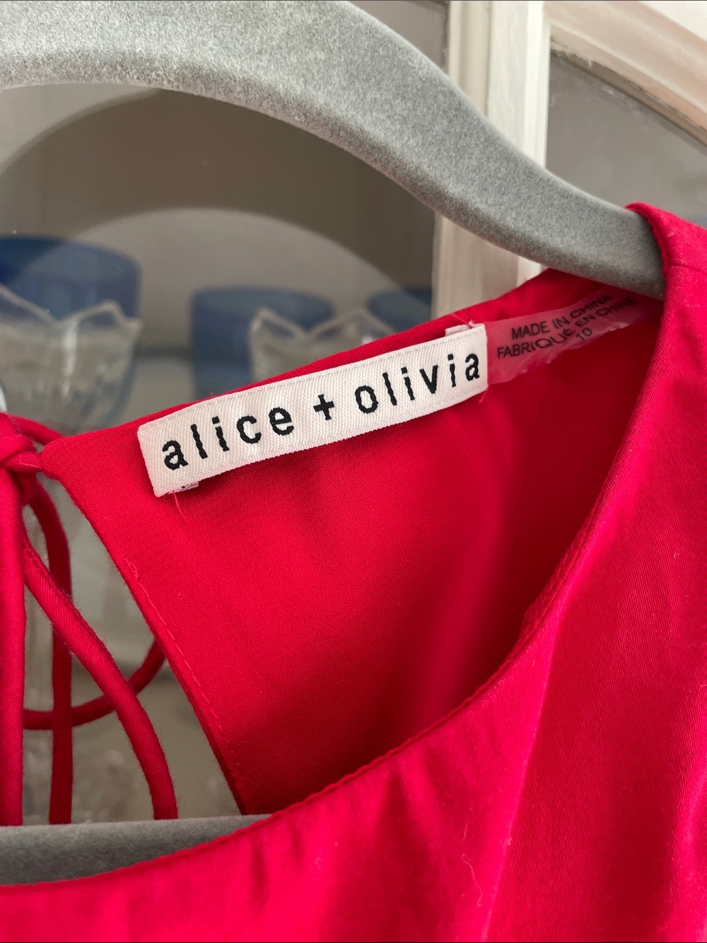Alice + Olivia Tiered Sleeveless Midi Dress, Red Size: 10 - Picture 2 of 8